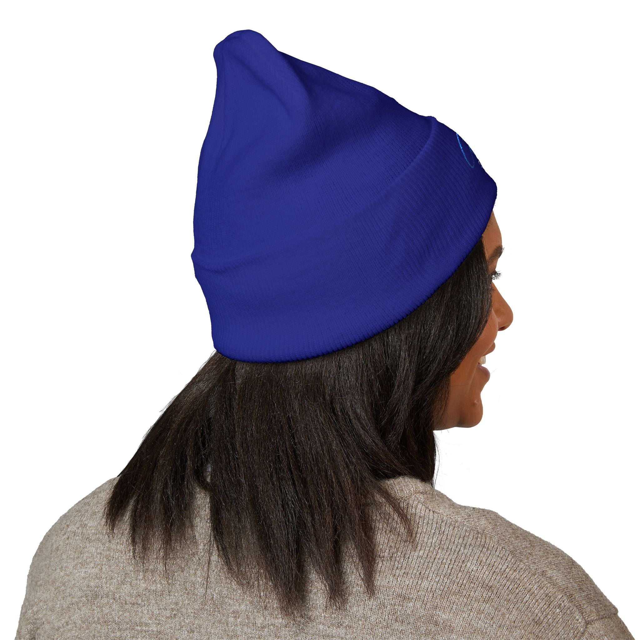 Embroidered 'Cobalt Studio' Classic Cuffed Beanie — Cozy Logo Knit Hat