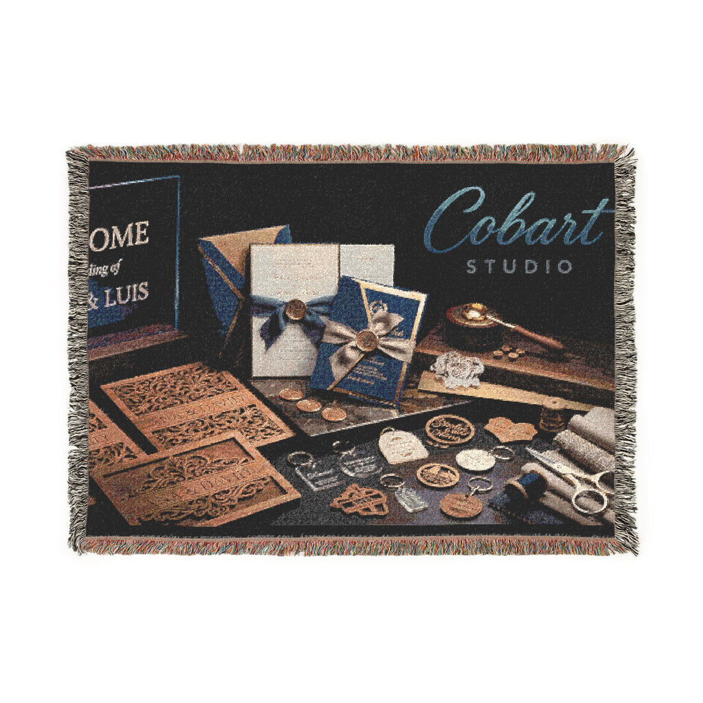 Art Deco Bar Lounge Woven Blanket — 'Crescent Shroud' Decorative Throw