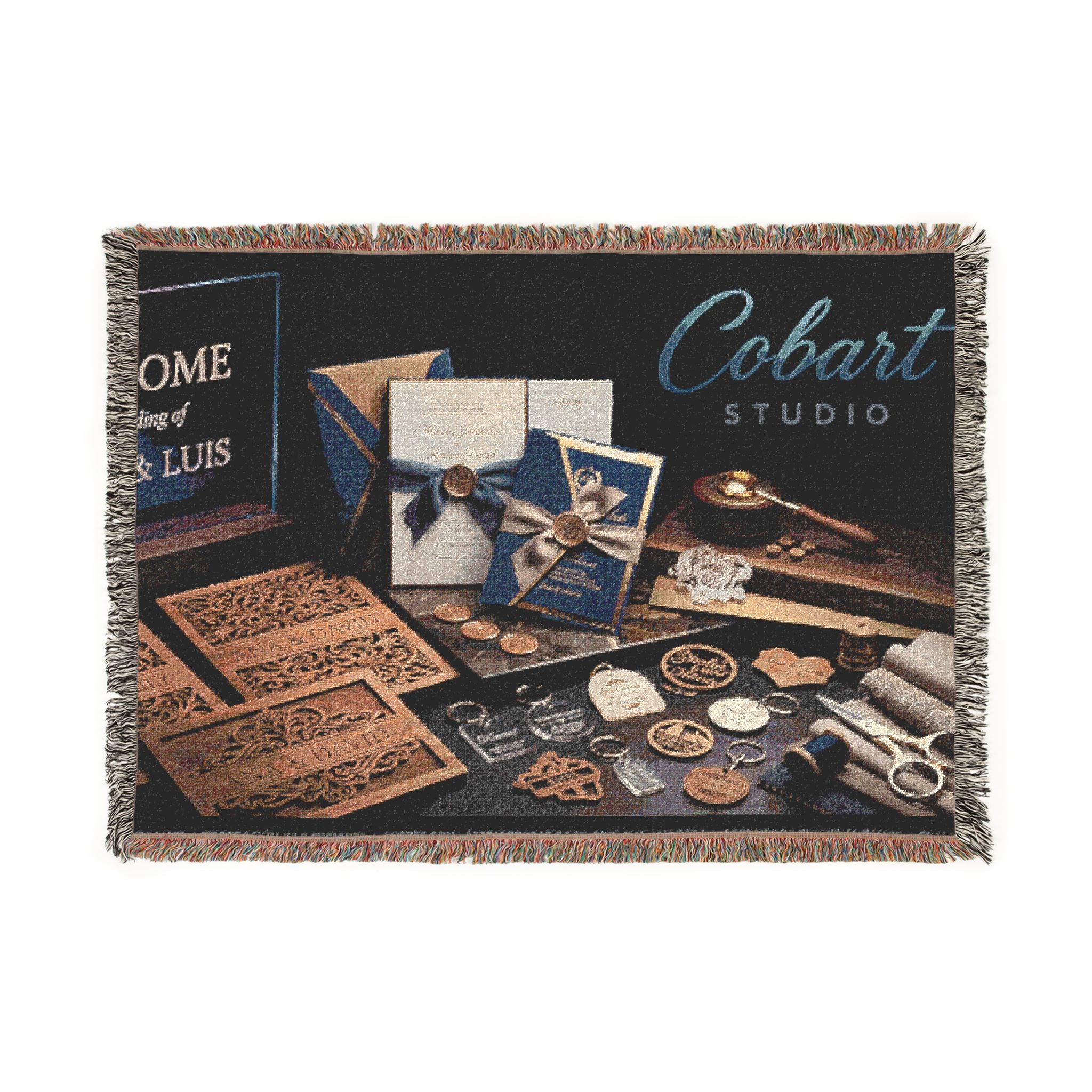 Art Deco Bar Lounge Woven Blanket — 'Crescent Shroud' Decorative Throw