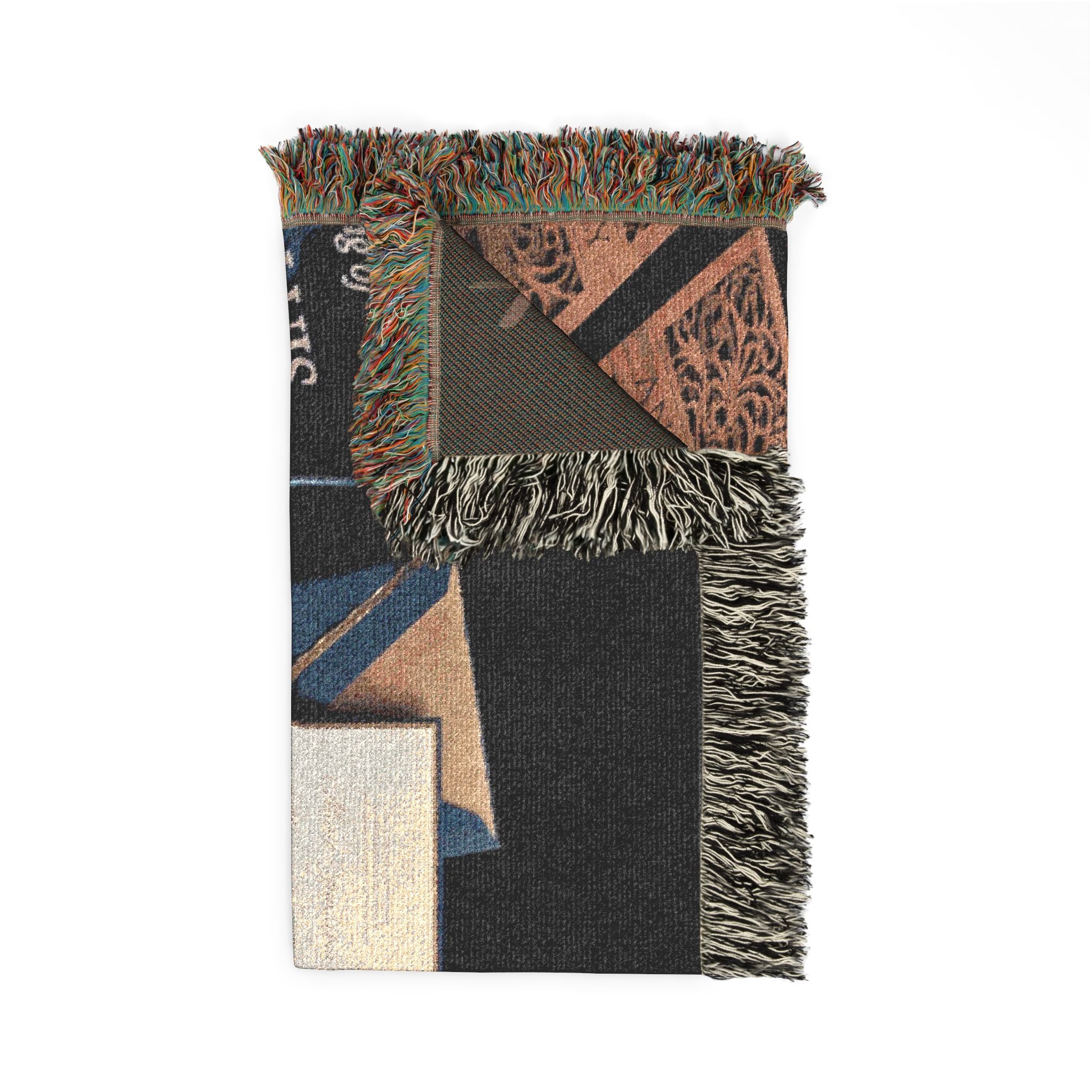 Art Deco Bar Lounge Woven Blanket — 'Crescent Shroud' Decorative Throw