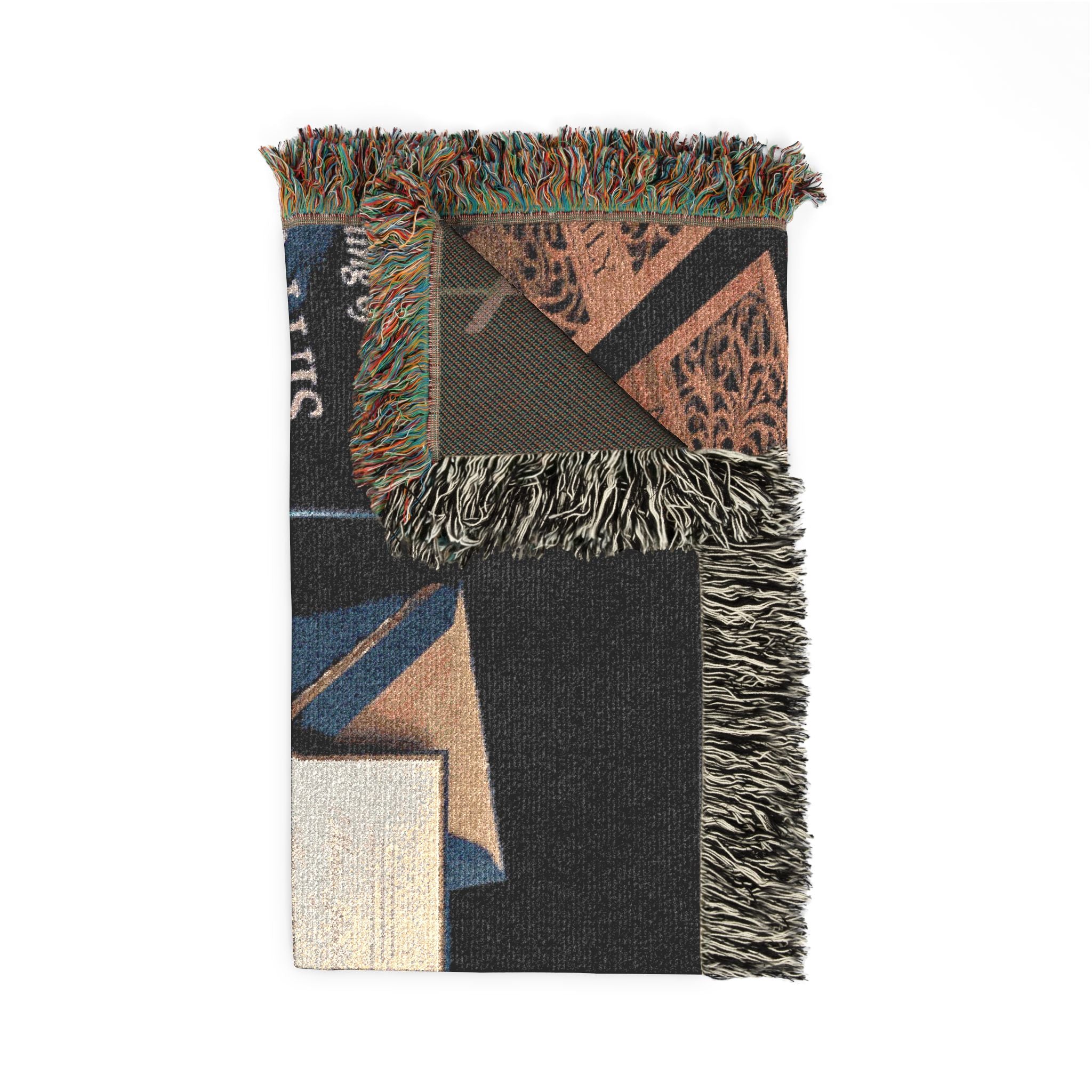Art Deco Bar Lounge Woven Blanket — 'Crescent Shroud' Decorative Throw