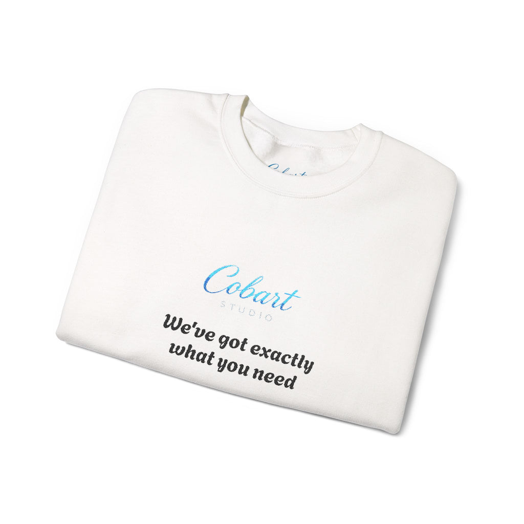 Cobart Script Crewneck Sweatshirt — Minimal White Casual Pullover