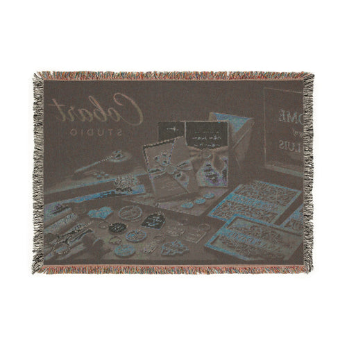 Art Deco Bar Lounge Woven Blanket — 'Crescent Shroud' Decorative Throw
