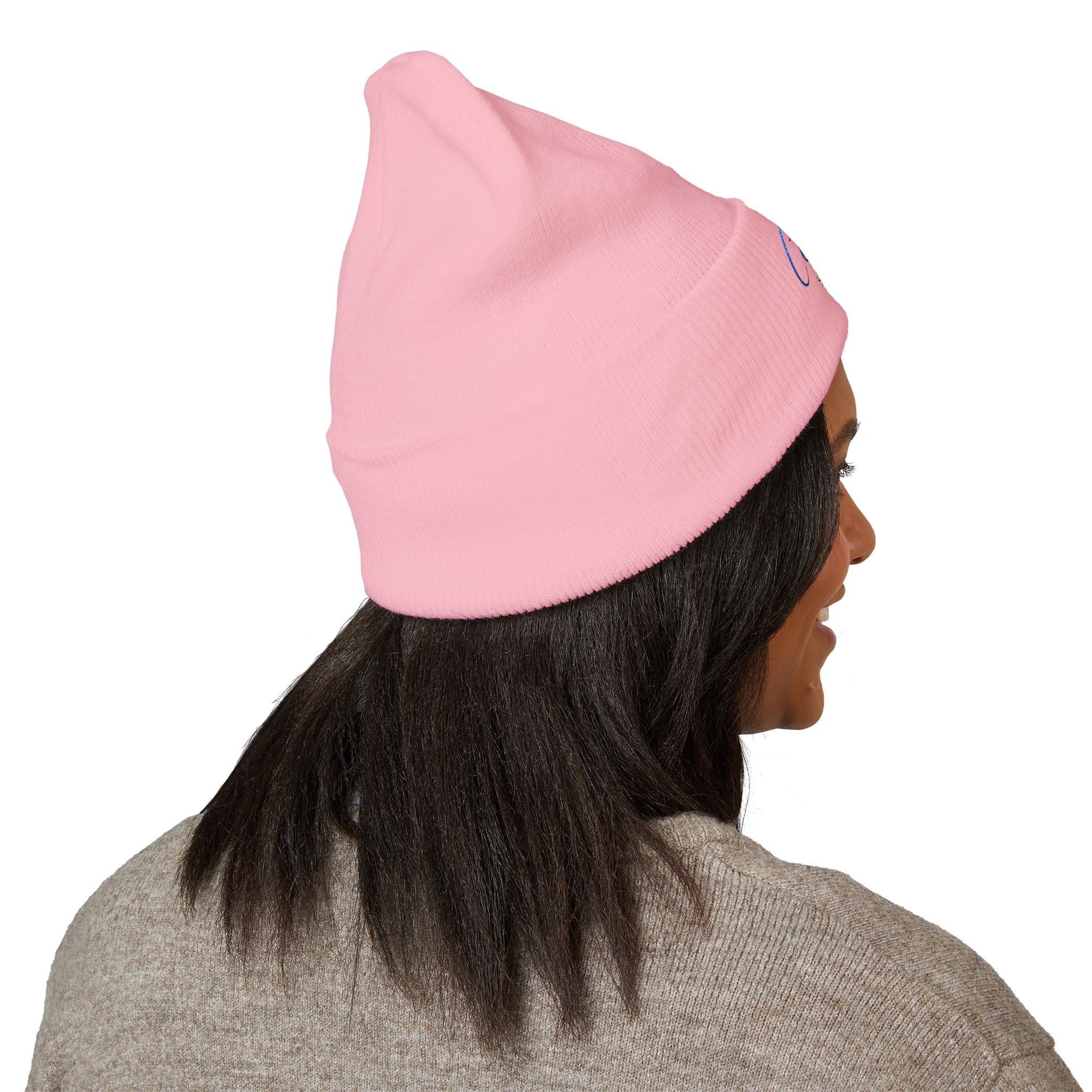 Embroidered 'Cobalt Studio' Classic Cuffed Beanie — Cozy Logo Knit Hat