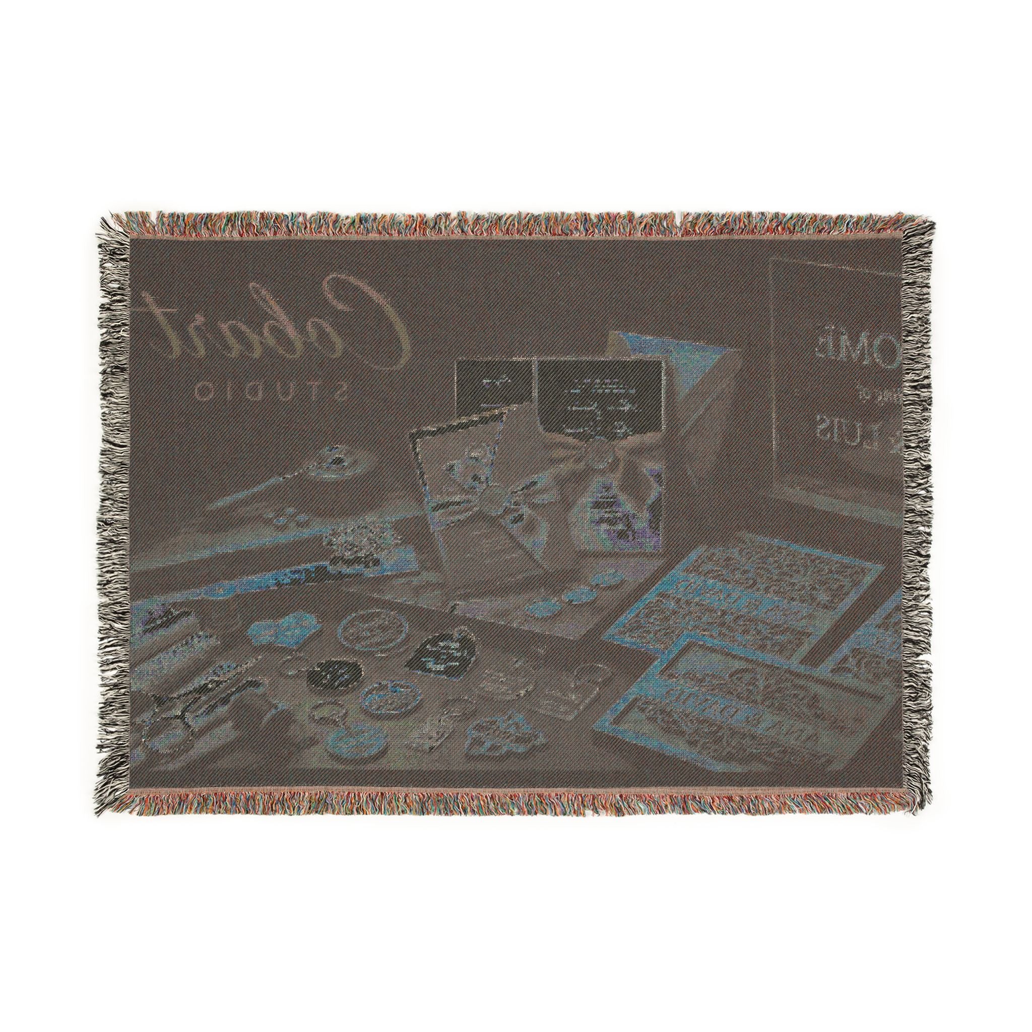 Art Deco Bar Lounge Woven Blanket — 'Crescent Shroud' Decorative Throw