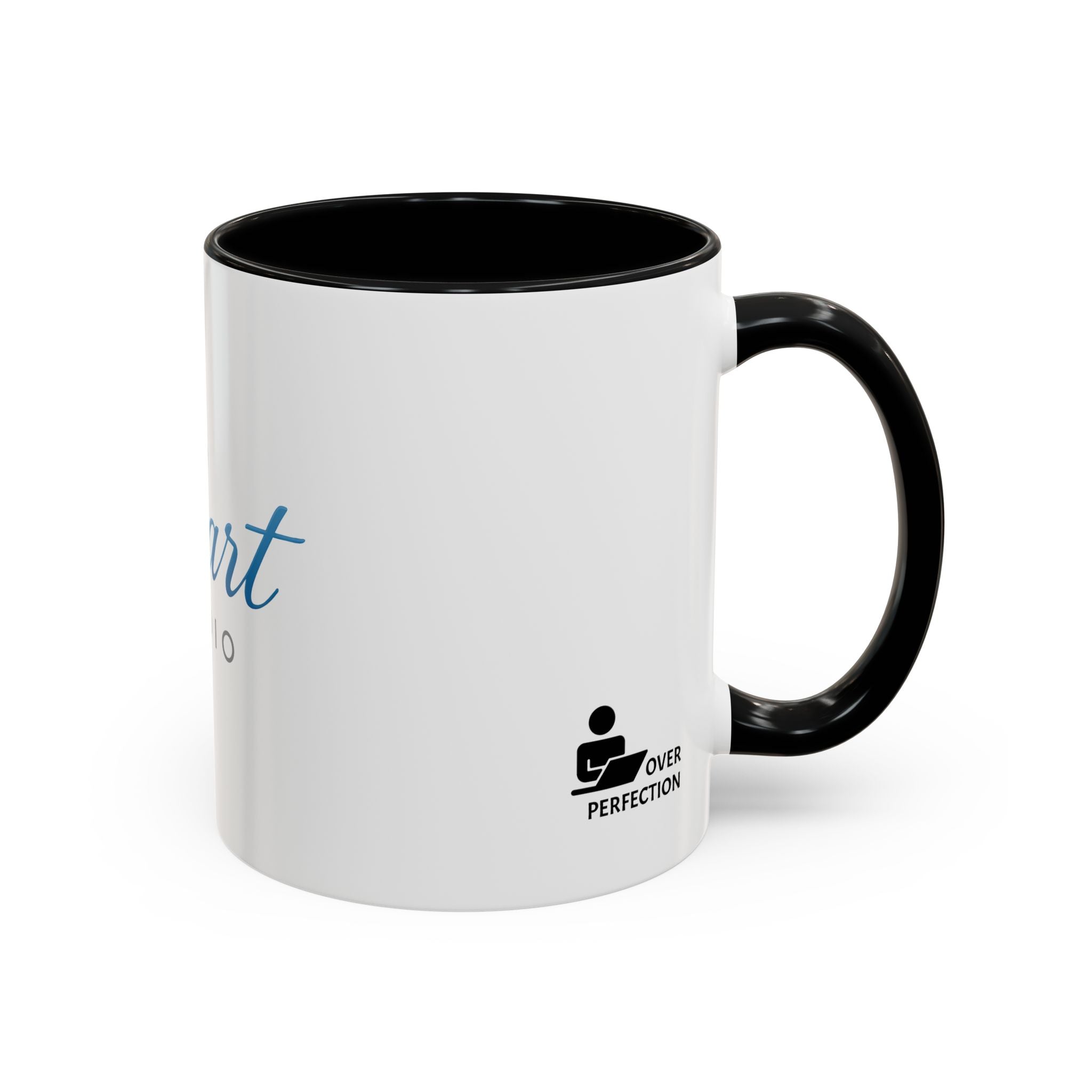 Cobart Studio Branded Accent Coffee Mug – 11/15oz Ceramic Mug (Black Handle & Rim)