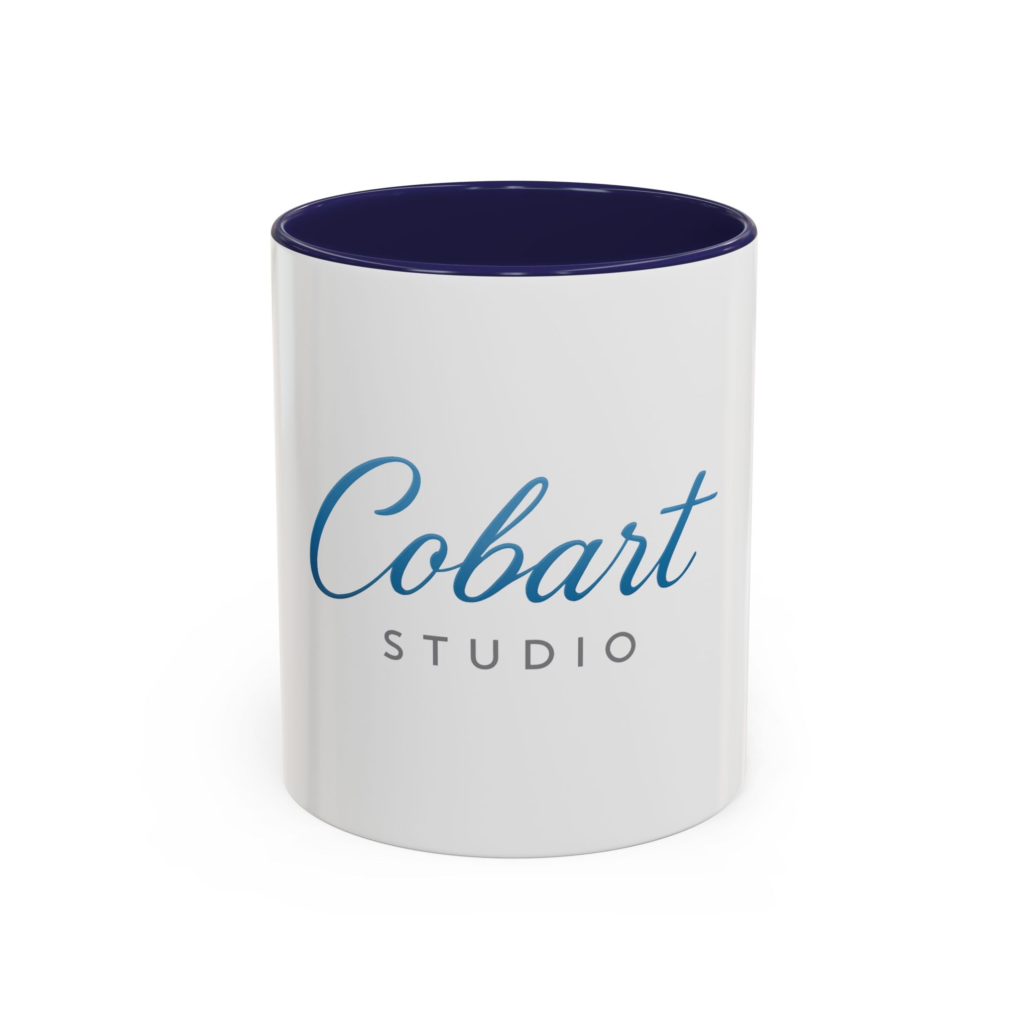 Cobart Studio Branded Accent Coffee Mug – 11/15oz Ceramic Mug (Black Handle & Rim)