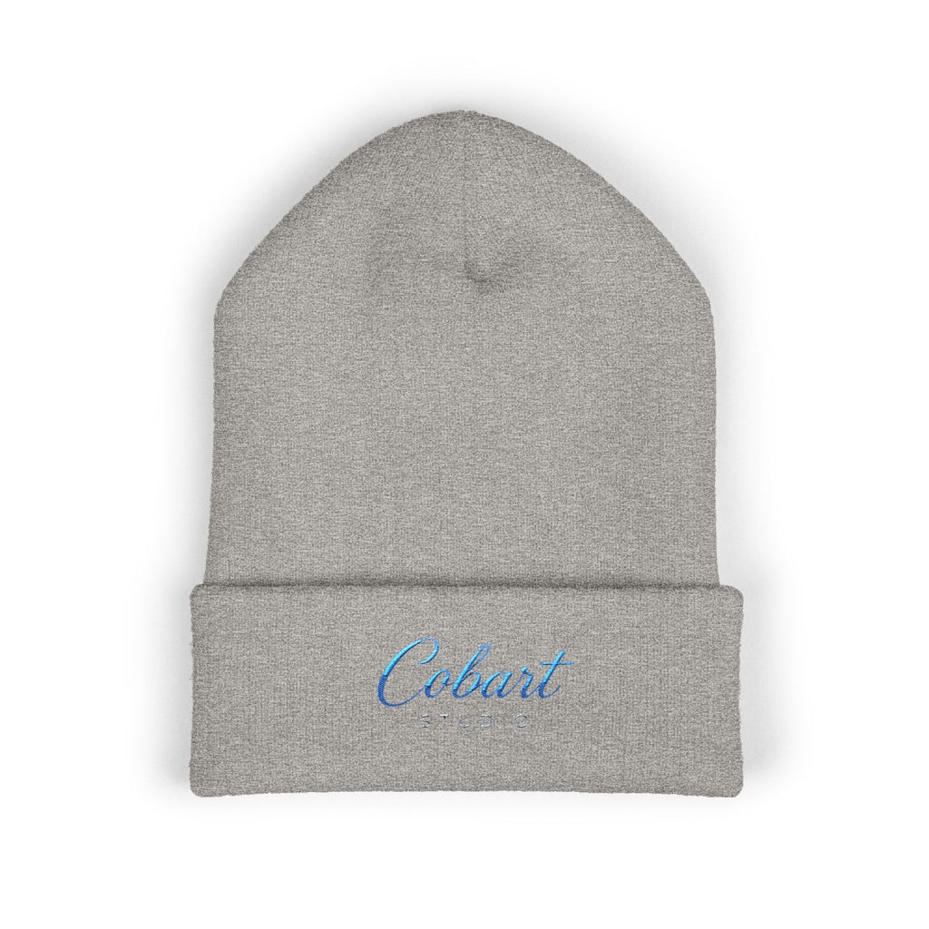 Embroidered 'Cobalt Studio' Classic Cuffed Beanie — Cozy Logo Knit Hat