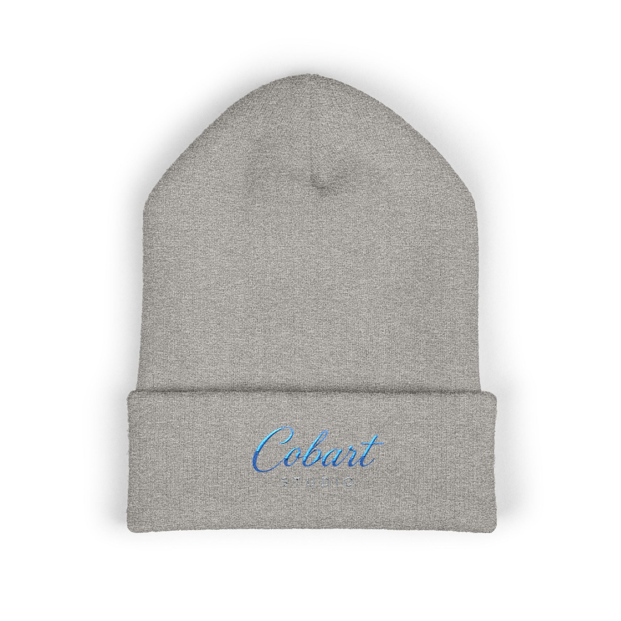 Embroidered 'Cobalt Studio' Classic Cuffed Beanie — Cozy Logo Knit Hat