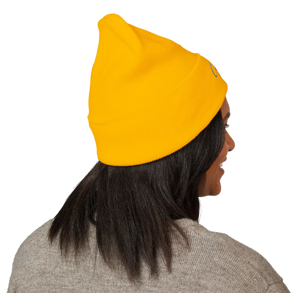 Embroidered 'Cobalt Studio' Classic Cuffed Beanie — Cozy Logo Knit Hat