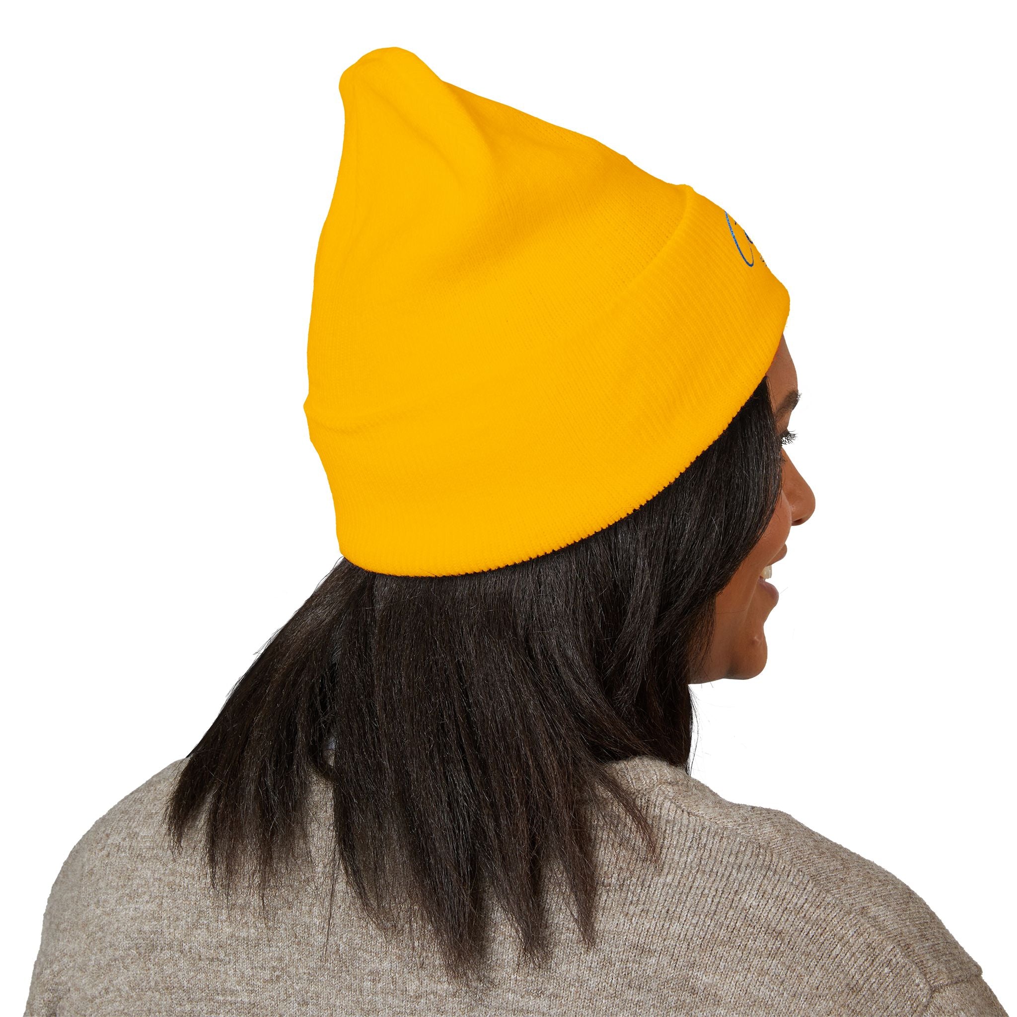 Embroidered 'Cobalt Studio' Classic Cuffed Beanie — Cozy Logo Knit Hat