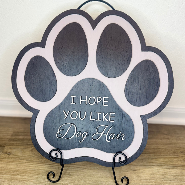unny Dog Paw Wooden Door Sign - Hope You Like Dog Hair Front Door Hanger Hanging