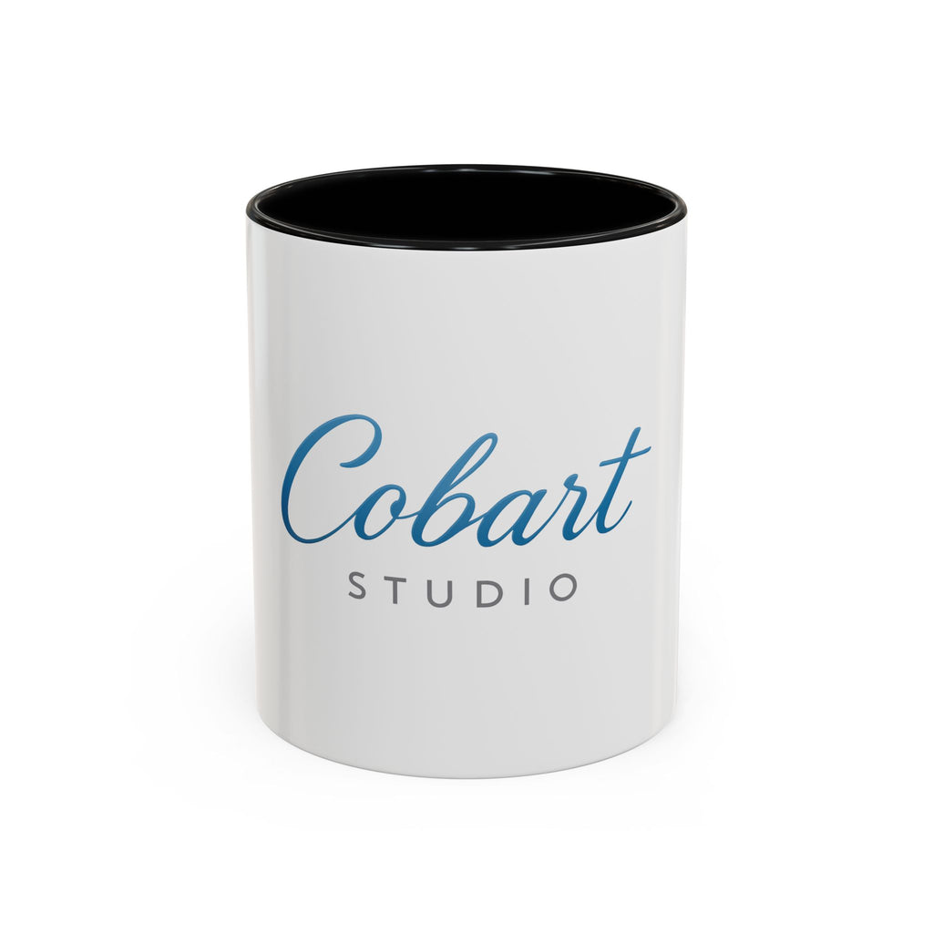 Cobart Studio Branded Accent Coffee Mug – 11/15oz Ceramic Mug (Black Handle & Rim)