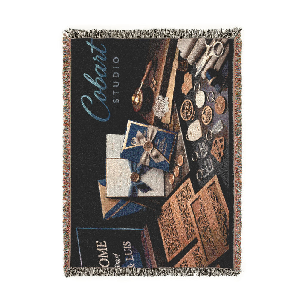 Art Deco Bar Lounge Woven Blanket — 'Crescent Shroud' Decorative Throw
