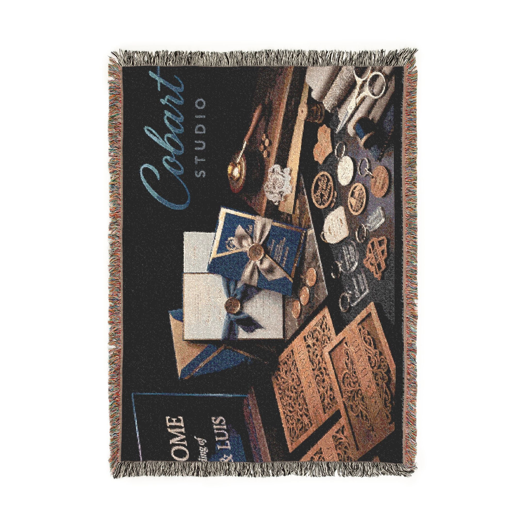 Art Deco Bar Lounge Woven Blanket — 'Crescent Shroud' Decorative Throw