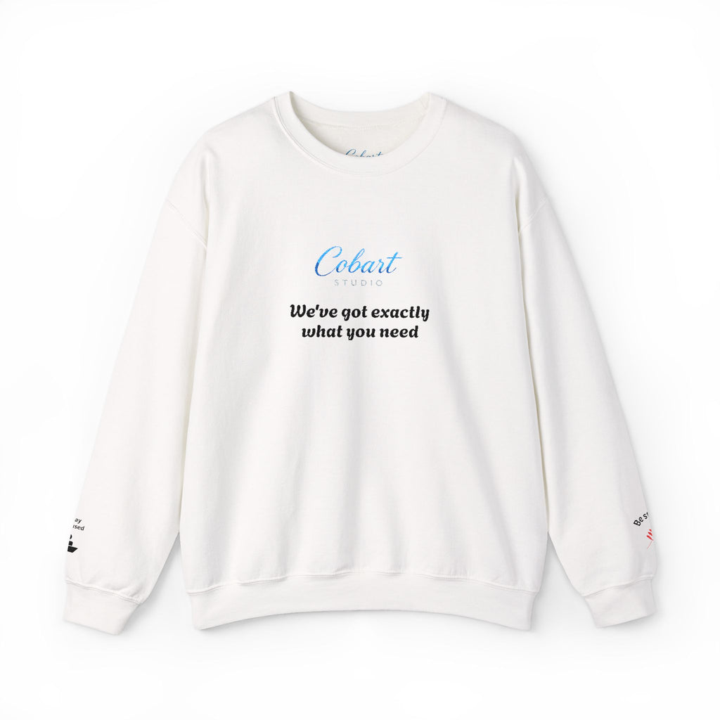 Cobart Script Crewneck Sweatshirt — Minimal White Casual Pullover