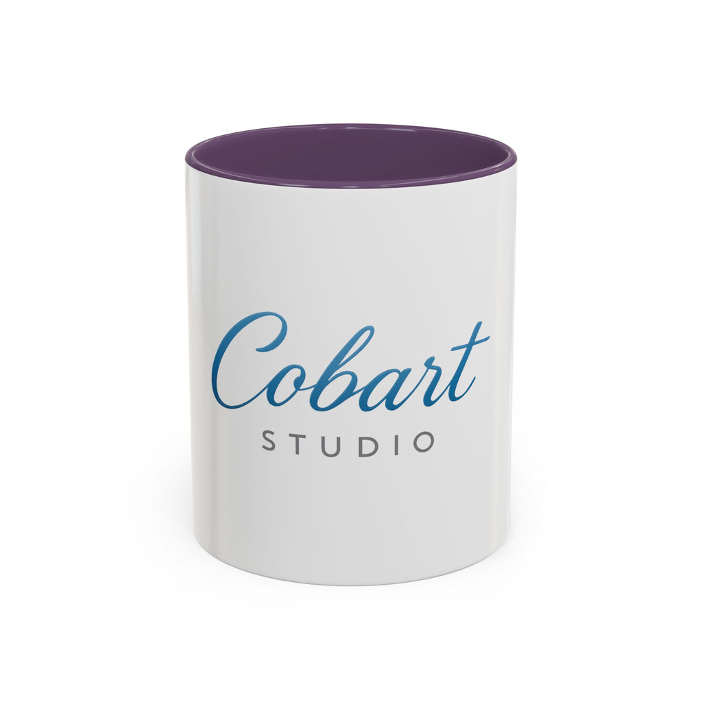 Cobart Studio Branded Accent Coffee Mug – 11/15oz Ceramic Mug (Black Handle & Rim)