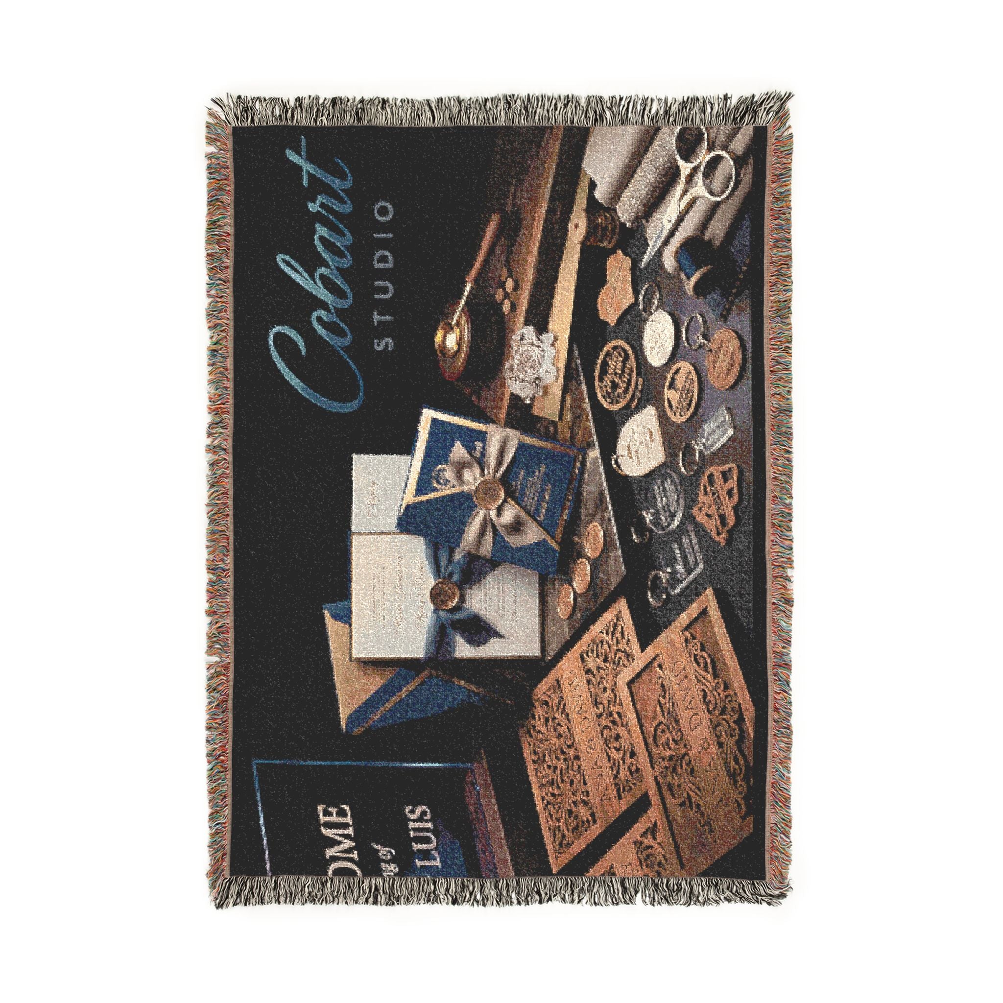 Art Deco Bar Lounge Woven Blanket — 'Crescent Shroud' Decorative Throw