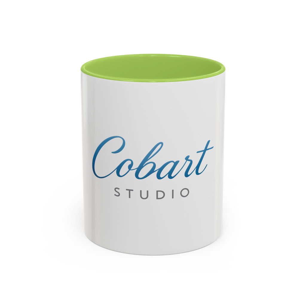 Cobart Studio Branded Accent Coffee Mug – 11/15oz Ceramic Mug (Black Handle & Rim)